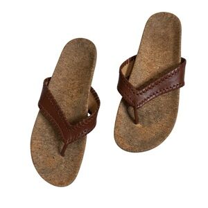 Jack Rogers Thelma Leather Cork Thong‎ Sandals Flip Flop Shoed Brown Womens 8.5